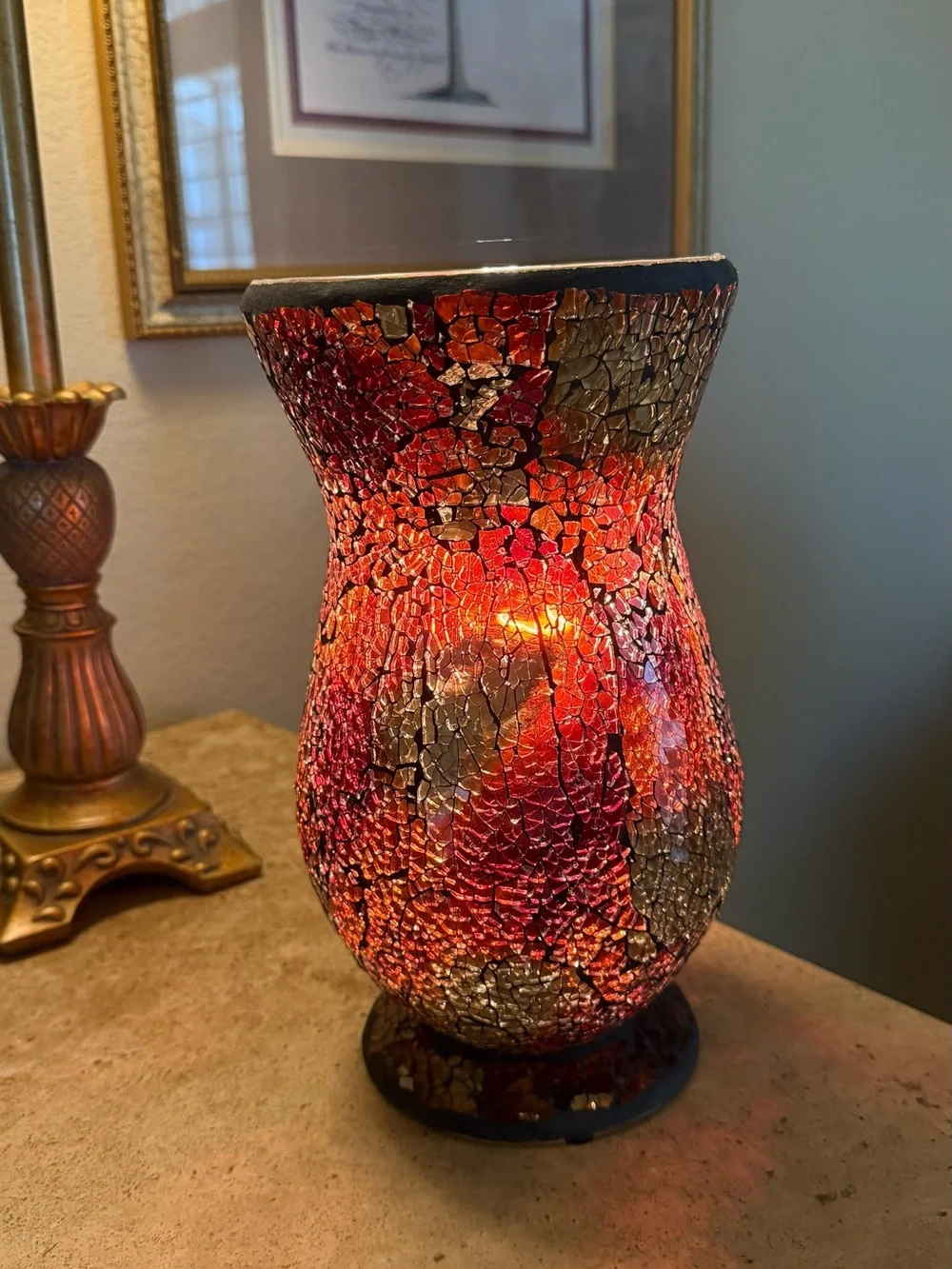 Crackle Glass Mosaic Accent Lamp